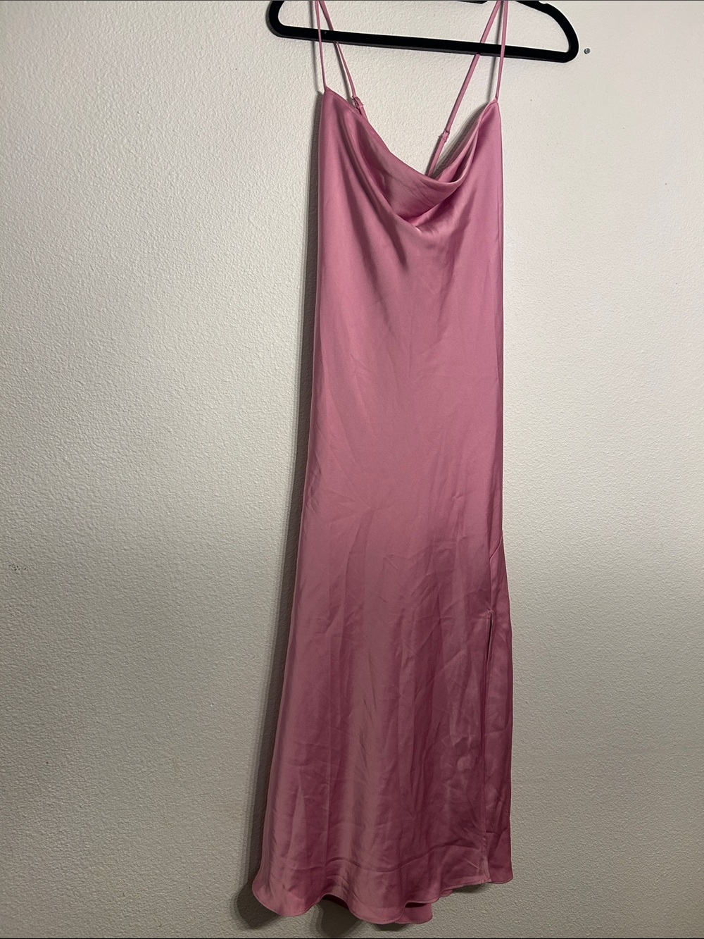 Pink Slip Midi Dress with Cowl Neck